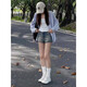 American Hot Girl Denim Shorts für Frauen im Sommer 2025 neuer Retro Old High Taille Slimming Elastic A-Line Hot Hosen Trendy Hell Blue L.