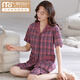 
Modal summer cotton pajamas women's short-sleeved cropped pants large-size cardigan suit summer middle-aged mother home clothes n9871 M (80-100Jin [Jin equals 0.5 kg])