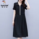 Дятел летнее толстое ММ в корейском стиле свободное облегающее платье с короткими рукавами женское большого размера 200Jin Jin равно 0,5 кг Толстая повседневная юбка, закрывающая живот, черная 5XL рекомендуется 180-200Jin Jin равна 0,5 кг