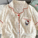 Außerdem Pyjama mit Brustpolster für Frauen, Sommerwolken-Baumwoll-Kurzarmhose, lose große dünne Sommer-Drei-teilige Set, Heimkleidung, H9928 Polka Dot KT Katze, brustloses Pad m