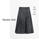 Massimo Dutti Herbst Neues Produkt 2025 Frauenkleidung Retro Denim Denim Simple Commuter Style Box Falten -Jeansrock 05201601 Dunkelblau XS (165/66A)
