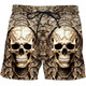 2024 summer casual shorts, personalized trendy skull 3D digital print, men's casual shorts STK1381 S 80-90Jin [Jin equals 0.5 kg]