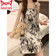 Catchero de gato (Miiow) Camislo para mujeres en verano con almohadillas de pecho de pecho de seda de seda fría pijama de verano damas dulces y lindas ropa casera primavera y otoño 3888 [almohadilla de cofre no removible] m [75-100Jin [Jin equivale a 0.5 kg]]
