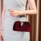 
Sephren Fashion Dinner Clutch Bag Pearl Handbag Small Bag Leaf Alloy Bag Celebrity Chain Bag Xi Mother-in-law Bridal Bag Wine-Red-with Pearl Handbag