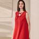 Roeyshouse Royshouse ärmellose Kleid Frauen 2025 Sommer Bow Straight Kleid 11978 Orange Red XL