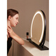 Fat Donglai's same style LED makeup mirror with light desktop dresser dormitory bedroom fill-in light rechargeable semi-circular mirror can be rotated 30cm fashionable white plug-in