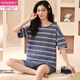 MODAL Damen kurzärmelig dünnes großer Sommerpyjamas Set Summer Cotton Home-Kleidung für lässige Frühlings- und Herbst-Cartoon GXT6630 M (Empfohlen 75-95 Jin [Jin ist gleich 0,5 kg])