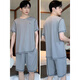 Yalu men's pajamas summer short-sleeved modal ice silk thin style plus size casual simple summer men's home clothing set WT6174 L men's style [100-125Jin [Jin equals 0.5 kg]]