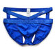 Men's underwear sexy low waist thong thong personality young boy U convex mesh quick-drying nylon breathable double dices DM-cross double dices-blue 2XL