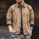 Madden Workwear American Retro Heavy Jacket Men's Paris Button Vintage Lapel Men's Jacket Spring and Autumn Thin Brown Loose/Casual Style/Clothes Men's L