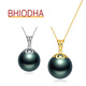 Bhiodha Nanzhu Family Black Pearl Pendant Gold Petal Shape Seawater Pearl Birthday Gift for Wife 90100mm Slightly Flawed Pearl Yellow 18k Gold Holder