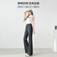 JEANSWEST casual pants for women in summer ice silk sun protection slightly flare high waist cool feeling slim casual pants for women dark gray XL