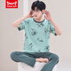 Catman Miiow Internet Celebrity Men's Pyjamas Summer Coton Panton à manches courtes de grande taille Style mince d'été pour la sortie décontractée 3523 L Men-120Jin [Jin est égal à 0,5 kg]