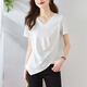 OLJ Light Luxury Brand T-Shirt für Frauen im Sommer 2025 Neue Schulter vorne Schulter Kurzschlärm Erfrischend unregelmäßiges Design und Fleischabdeckung Top Blue M.