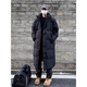 Maycaur black American hooded mid-length velvet cotton coat for men in winter thickened over the knee Northeast cold-resistant handsome coat black L _100-115Jin Jin equals 0.5 kg