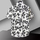 Kazuki Kuraishi Brand tendance à la mode nouvelle chemise à manches courtes à manches courtes en noir et blanc à moitié à manches à manches en vrac de chemise hommes décontractée Black XL (130-150jin [Jin est égal à 0,5 kg]))