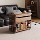 Jiai Mobile Folding Tea Table Cart Household Balcony Tea Car Side Cabinet Multi-function Lifting Sofa Side Table 2025 New Model Accompanying/Retro Black [Can lift and fold]