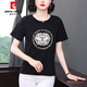 Pierre Cardin Cotton Kurzärärmungs-T-Shirt für Frauen Mutter Sommer 2025 Neuer Stil mittlerer und älteres modisches Hemd mit großer Größe mit großer Höhe.