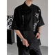 Schwören von Männern Verlobung vom neuen chinesischen Top -Ice -Seidenhemd Herren Sommer Bambus bestickter Anzug Hemd Reinigungsmittel schwarzes Hemd 5xl