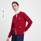 Navigare Italian Sailing Boat Wool Knit Cardigan 2025 Autumn New Comfortable Cardigan Simple Cardigan Sweater Burgundy Red M
