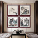 Weekend Island famous landscape painting, antique painting, ink painting, living room square hanging painting, entrance decorative painting, new Chinese style ink painting mural, Wangyun Tower-1 (model) 50*50cm (study) solid wood frame