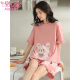 Modal pajamas for women in summer new short-sleeved shorts two-piece set sweet gradient summer simple casual home clothes can be worn outside YZT9859 L women's style