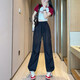 Pantalon de travail de usure de dopamine simple décontractée pour les femmes au printemps et à l'été cordon hip-hop mince-feel large pantalon de plancher