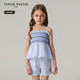Teenie Weenie Kids 25-year-old cool and sweet retro striped halter top for girls, blue 120 cm