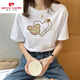 Pier Cardin Bamboo Conjunto de algodón Blanco Camiseta de manga corta para mujeres en verano 2025 Nuevo delgado de algodón suelto Top Ins 6210 White XL