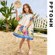 Brangdy girls short-sleeved dress summer 2025 new children's princess skirt national style new Chinese skirt women 11965 yellow flowers 120 cm