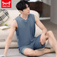 Catman MIIOW Modal men's pajamas summer sleeveless vest thin pajamas home clothes two-piece set Modal cool set-12023 L (recommended 100-125 Jin [Jin equals 0.5 kg])