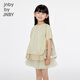 Jnby by JNBY Jiangnan Buyi children's short-sleeved shirt spliced mesh pullover A-shaped round neck summer girls 1P5212660 058/green gray white 140 cm