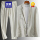Romon Korean Style Linen Suit Men's Men's's Spring and Summer Fin Casual Loose Beau ensemble deux pièces Blanc M Recommandé 90-110Jin [Jin est égal à 0,5 kg]