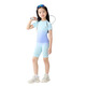 Ikano I.KARNOW Children's Cycling Sports Set Summer Quick Dry Clothes 2025 Summer Girls Outdoor Training Clothes Cool and Breathable Children's Clothes 17152 Blue and Green Gradient [Speed Dry Sweat Absorbing] 130 [Recommended Height 125-145cm]