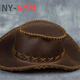Ny-nym hecho a mano pura masa de vaca gorro de vaquero occidental de cuero de cuero al aire libre Harley copa casual gorro de cuero de cuero genuino visor visor caballero de caballero retro marrón