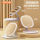 Led desktop smart makeup mirror with light girls bedroom dressing table mirror student dormitory desktop ins style 1 pack cream yellow without makeup light foldable and rotating