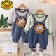 G.DUCKKIDS baby boy spring and autumn denim overalls set new fashionable cartoon baby children's clothes autumn two-piece set green L Lion strap two-piece set 100