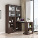 UFSAGCG Corner Desk Bookshelf Integrated Simple Modern Student Desk Home Desk Writing Desk Bookcase de reserva Single Gabinete + Tabla de plegamiento superior Longitud blanca en relieve 1396*35