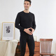 EMZ Ordos Pure Cashmere Underwear Warm Suit for Men and Women Slim Thin Wool Pants Round Neck Bottoming Shirt Men's Black S
