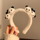 Add cute plush panda face wash headband, funny and creative antler doll face wash headband, bear makeup tray, hair accessories, 4 white little panda headbands, two
