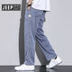 JEEP SPIRIT Jeep Summer Pants Men's Straight Loose Floating Trendy Brand Wide Leg Pants 2025 Summer Thin Casual Pants 1048 Gray [1 Pack] M Size
