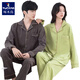 Woodpecker spring and autumn pajamas for men and women, long-sleeved, can be worn outside, couples thickened large size coral velvet home clothes set, men DM801 dark gray 3XL