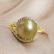 Queen of Pearls South Sea Gold Beads Ring Fashionable Saltwater Pearl Ring Birthday Gift 10-11mm