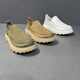 
GY Jinlilai 2025 summer thick-soled lazy man kicks loafers leather hollow travel shoes men's shoes breathable sports rest 9898 yellow leather surface 40
