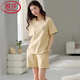 Langsha Light Luxury Pyjamas für Frauen im Sommer Baumwolle kurzärmelige Shorts Einfacher lässiger Baumwollstil für Outdoor-Kleidung Z9856 M 80-100jin [Jin entspricht 0,5 kg]