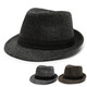 
Autumn and winter Shanghai beach big brim hat men's top hat Korean style trendy black woolen hat versatile retro British casual hat black one size