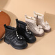 Mädchen Boots Kinder Martin Boots Herbst und Winter neuer Stil kleiner Mädchen Prinzessin Kurzstiefel Baby Lederstiefel Schüler modische Single -Stiefel Beige 28