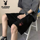 Playboy Hong Kong Style Casual Shorts Men Summer American Imprimé Pantalon Sports Loose Sports Ins Brand Trendy Men de cinq points [3878 * YX LOVE] -BLACK 4XL