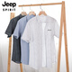 JEEP SPIRIT男士条纹衬衫短袖宽松夏季薄款日系休闲百搭棉衬衣夏装衣服 9721白色 M 斤左右