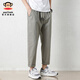 
Big Mouth Monkey (paul frank) solid color nine-point pants loose straight cotton casual pants for men's summer thin breathable wide-leg trendy work bottom 9904B gray-green [official authentic] 2XL [recommended 145-160Jin [Jin equals 0.5 kg]]